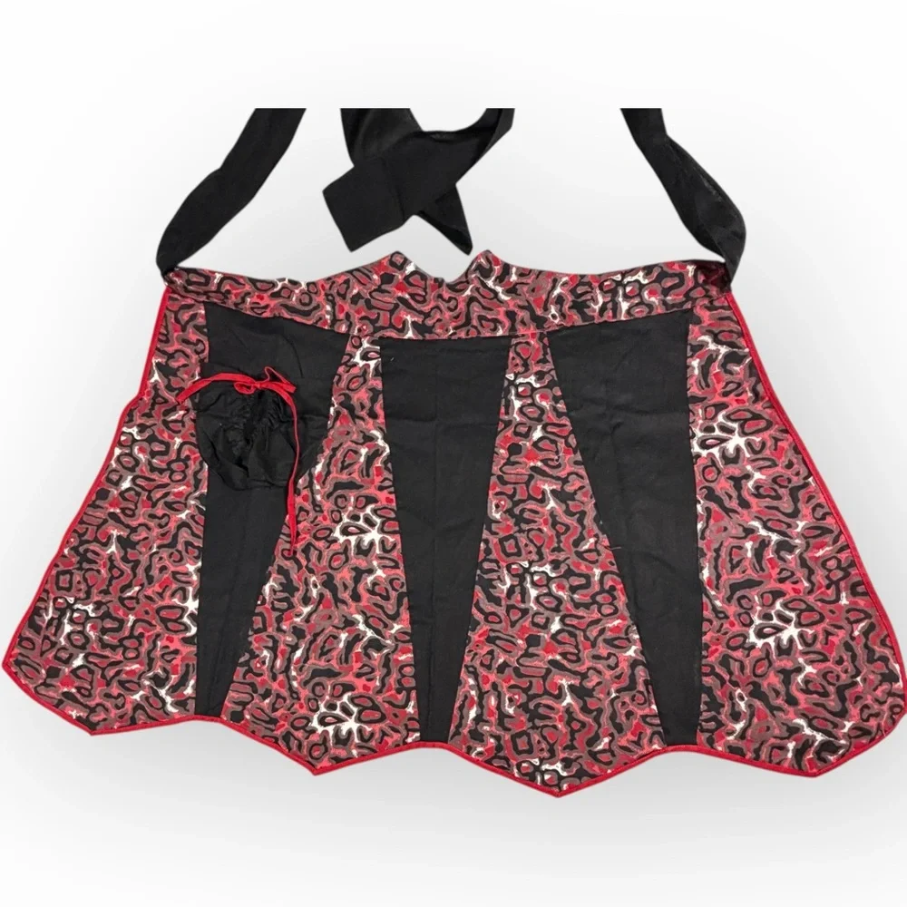 Retro Red and Black animal print Women's half Apron Goth Boop‎ Sexy